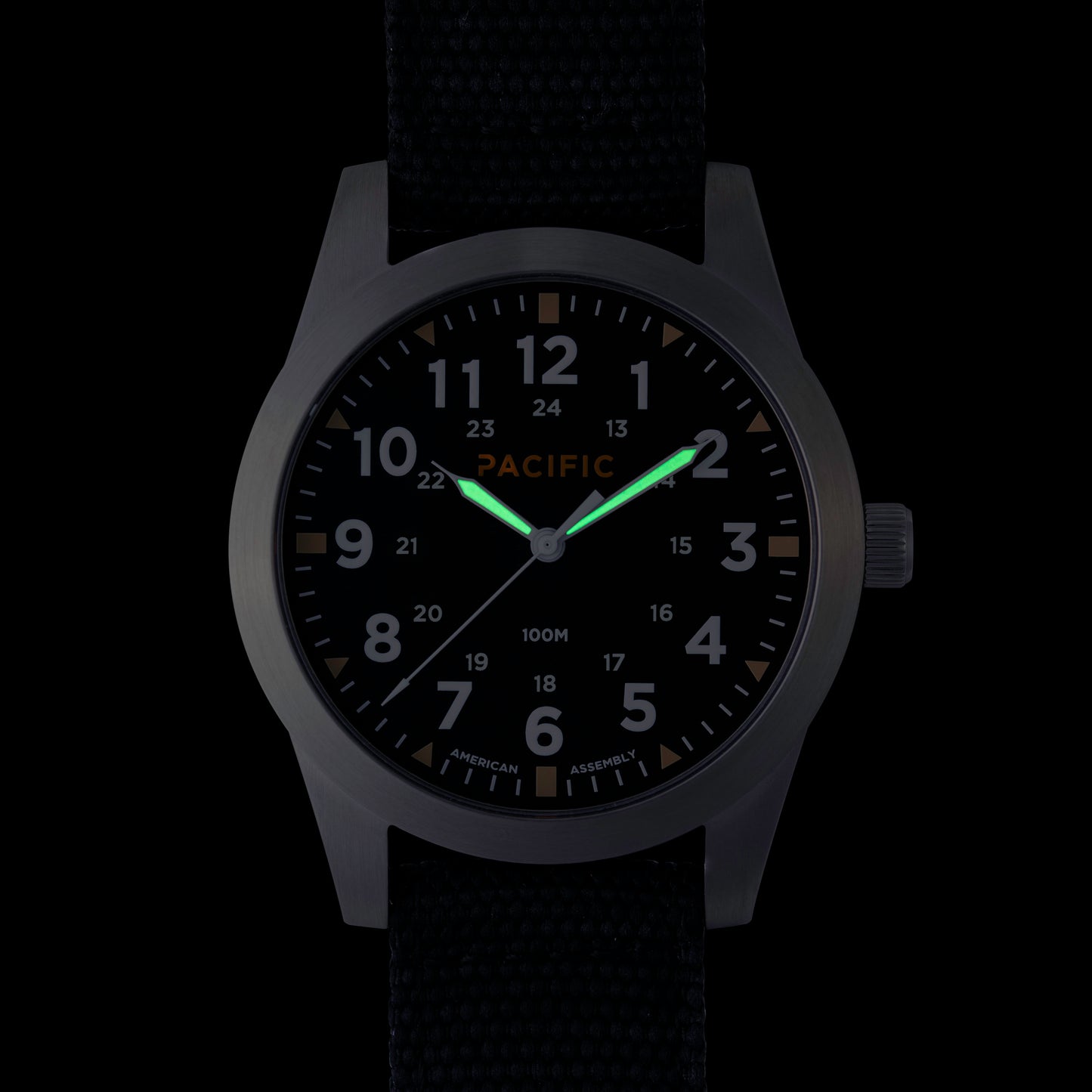 Cascadia Field Watch - True Black Dial with True Black Strap