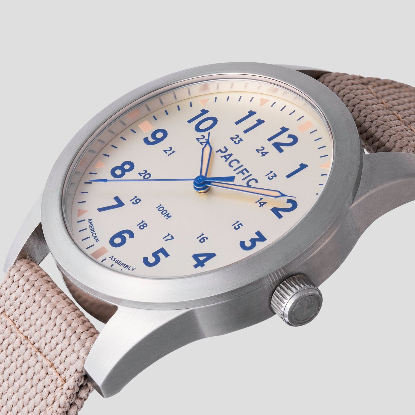 Cascadia Field Watch - Acadia White Dial with Sandstone Strap